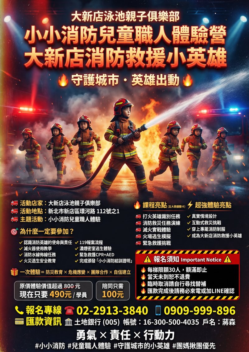 小小消防兒童職人體驗營 - 大新店消防救援小英雄
